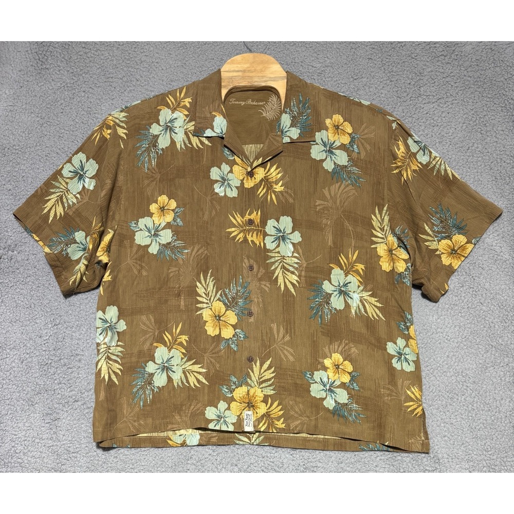 Tommy Bahama 100% Silk button up short sleeve shirt Mens 2XL Floral